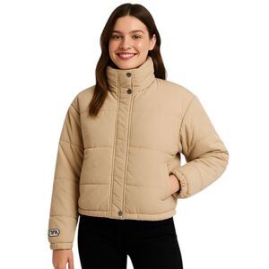 The Fifth Label Small / US 4 Beige Cropped Puffer Jacket RTR Winter Y2K Style